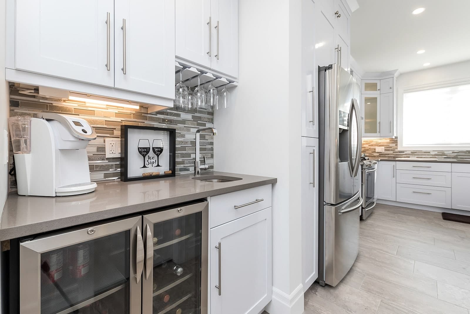 Butler’s pantry with wine fridges at Foxwood Crossings