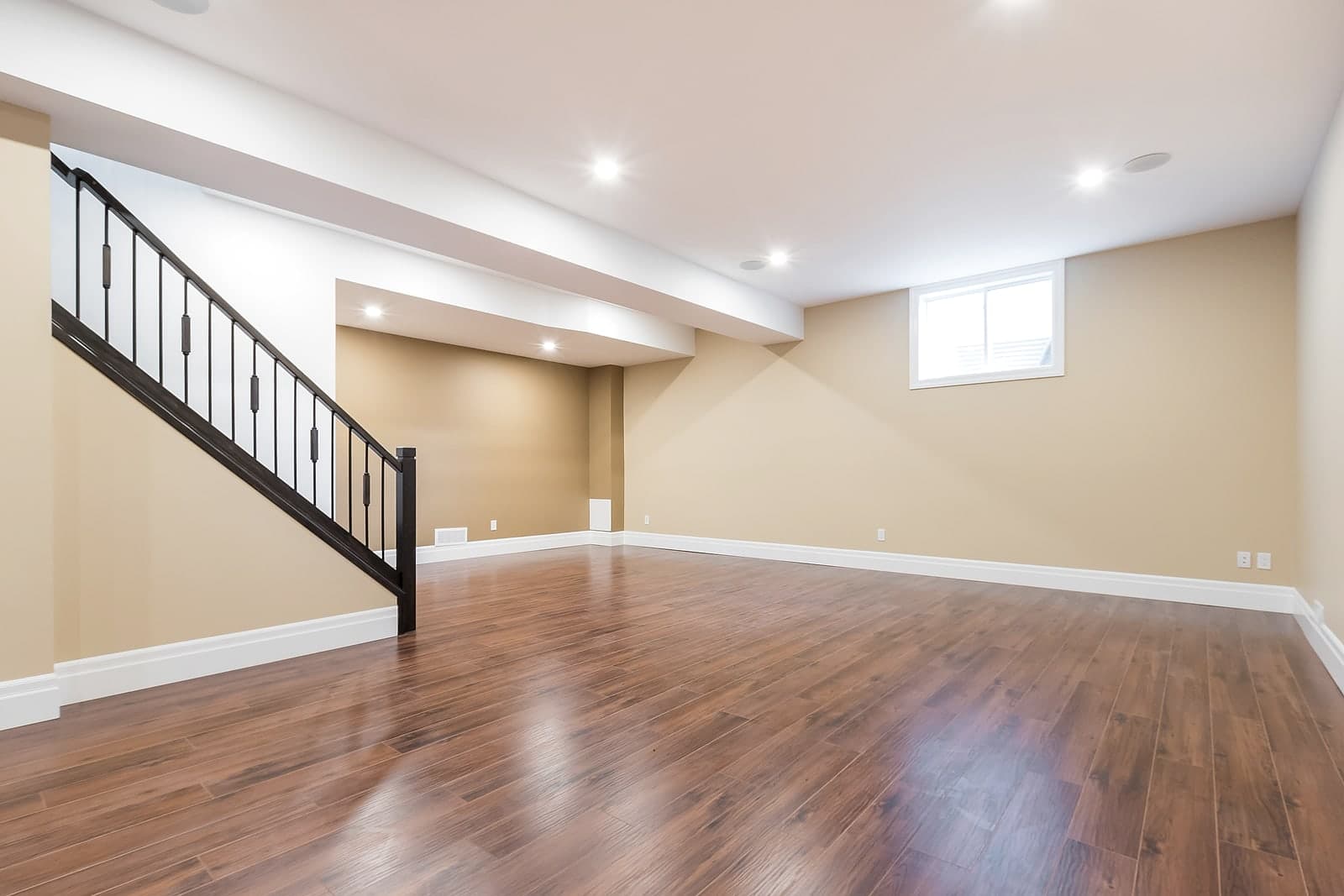 Finished lower level recreation room at Foxwood Crossings