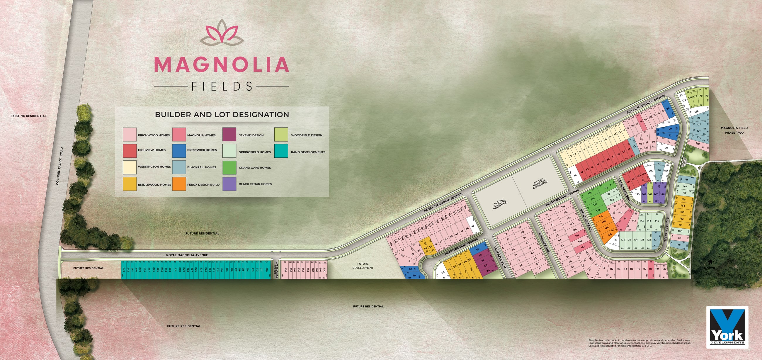 Site plan of the Magnolia Fields subdivision in southwest London, Ontario